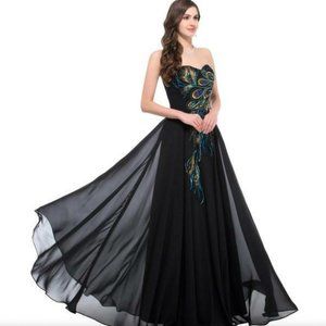 Grace Karin Strapless Satin & Chiffon Evening Gown